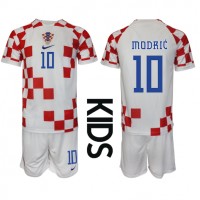 Kroatien Luka Modric #10 Heimtrikotsatz Kinder WM 2022 Kurzarm (+ Kurze Hosen)